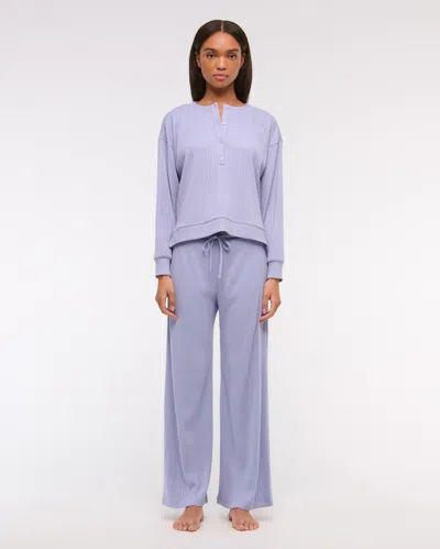 Abercrombie & Fitch Lounge Wide Rib Henley Sweatshirt In Purple