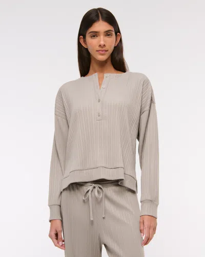 Abercrombie & Fitch Lounge Wide Rib Henley Sweatshirt In Neutral
