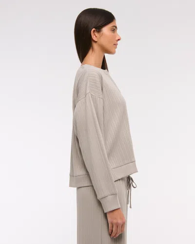 Abercrombie & Fitch Lounge Wide Rib Henley Sweatshirt In Neutral