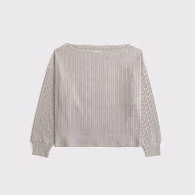 Abercrombie & Fitch Long-sleeve Lounge Wide Rib Slash Top In Neutral