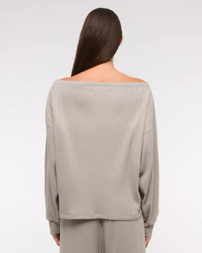 Abercrombie & Fitch Long-sleeve Lounge Wide Rib Slash Top In Neutral