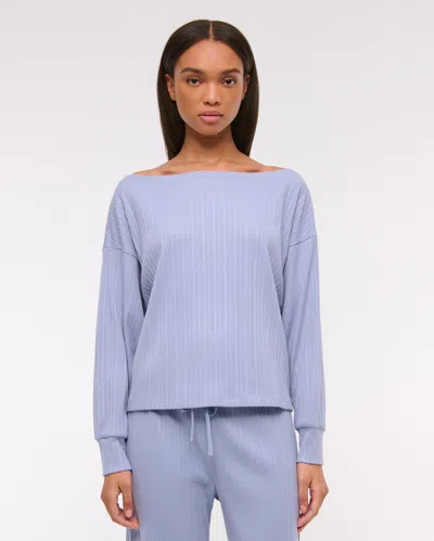 Abercrombie & Fitch Long-sleeve Lounge Wide Rib Slash Top In Blue