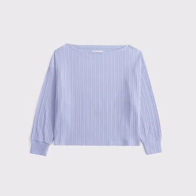 Abercrombie & Fitch Long-sleeve Lounge Wide Rib Slash Top In Blue