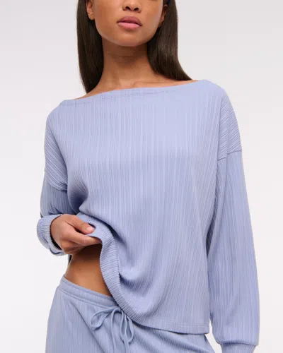 Abercrombie & Fitch Long-sleeve Lounge Wide Rib Slash Top In Blue