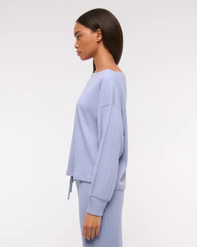 Abercrombie & Fitch Long-sleeve Lounge Wide Rib Slash Top In Blue