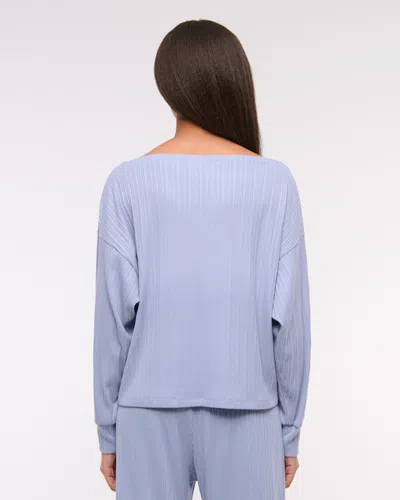 Abercrombie & Fitch Long-sleeve Lounge Wide Rib Slash Top In Blue