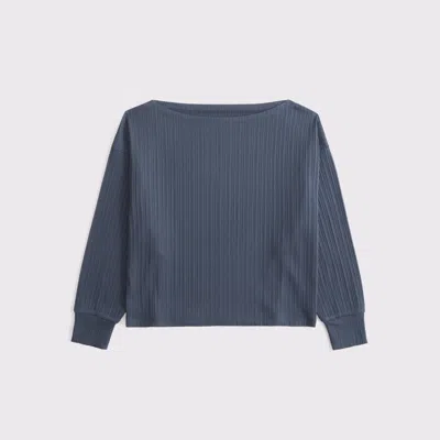 Abercrombie & Fitch Long-sleeve Lounge Wide Rib Slash Top In Gray