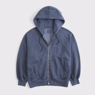 Abercrombie & Fitch Oversized Sunday Hooded Full-zip In Blue