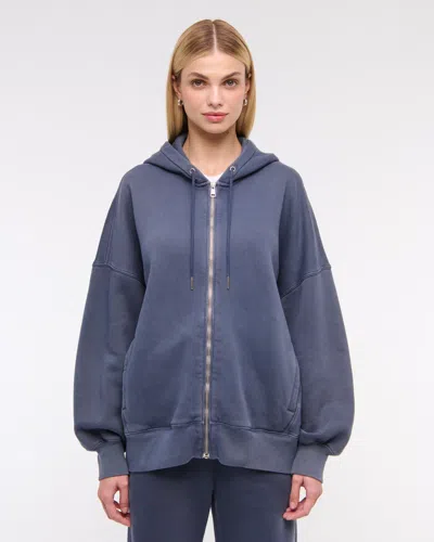 Abercrombie & Fitch Oversized Sunday Hooded Full-zip In Blue