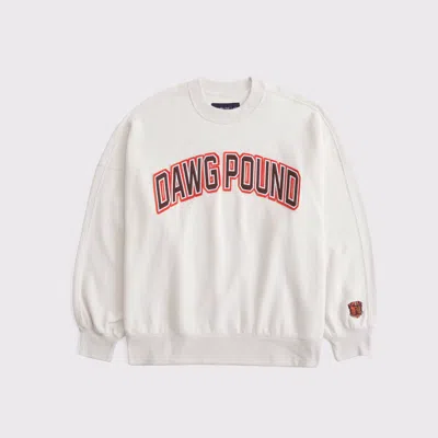 Abercrombie & Fitch Cleveland Browns Graphic Oversized Sunday Crew In White