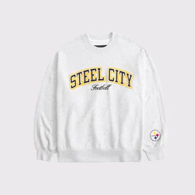 Abercrombie & Fitch Pittsburgh Steelers Graphic Oversized Sunday Crew In White