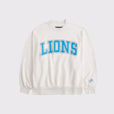 Abercrombie & Fitch Detroit Lions Graphic Oversized Sunday Crew In White