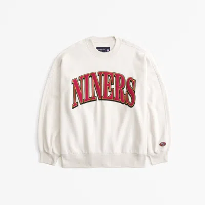 Abercrombie & Fitch San Francisco 49ers Graphic Oversized Sunday Crew In White