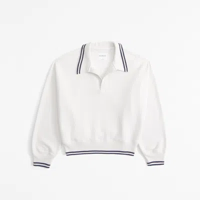 Abercrombie & Fitch Essential Johnny Collar Sweatshirt In White