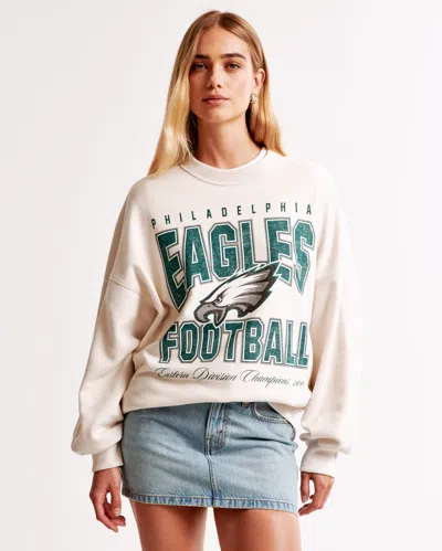 Abercrombie & Fitch Philadelphia Eagles Graphic Oversized Sunday Crew In Neutral