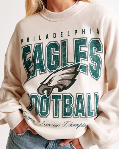 Abercrombie & Fitch Philadelphia Eagles Graphic Oversized Sunday Crew In Neutral