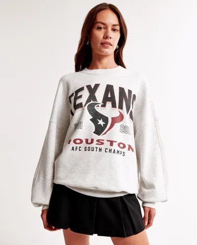 Abercrombie & Fitch Houston Texans Graphic Oversized Sunday Crew In Gray