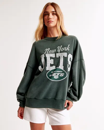 Abercrombie & Fitch New York Jets Graphic Oversized Sunday Crew