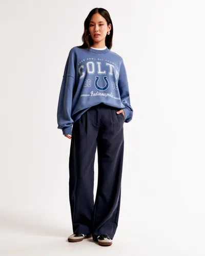 Abercrombie & Fitch Indianapolis Colts Graphic Oversized Sunday Crew In Blue