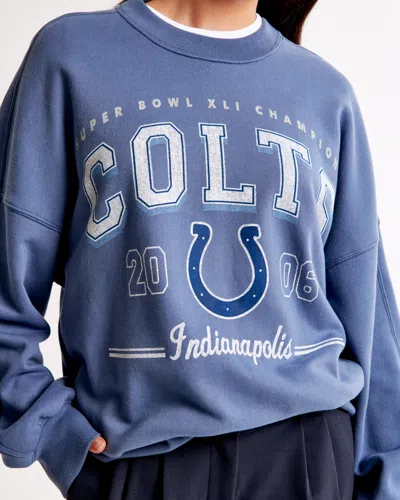 Abercrombie & Fitch Indianapolis Colts Graphic Oversized Sunday Crew In Blue
