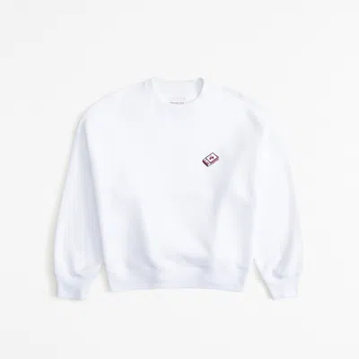 Abercrombie & Fitch Embroidered Graphic Classic Sunday Crew In White