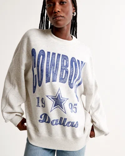Abercrombie & Fitch Dallas Cowboys Graphic Oversized Sunday Crew In Neutral