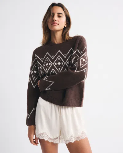 Abercrombie & Fitch The A&f Madeline Crew Sweater In Brown