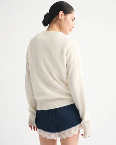 Abercrombie & Fitch Merino Wool-blend Plunge Sweater In Neutral