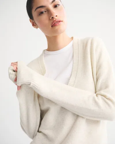 Abercrombie & Fitch Merino Wool-blend Plunge Sweater In Neutral