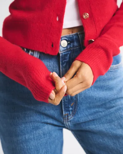 Abercrombie & Fitch Shrunken Crew Cardigan In Neutral