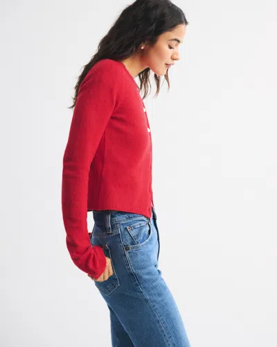 Abercrombie & Fitch Shrunken Crew Cardigan In Neutral