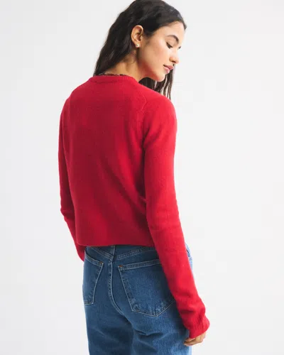 Abercrombie & Fitch Shrunken Crew Cardigan In Neutral