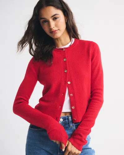 Abercrombie & Fitch Shrunken Crew Cardigan In Neutral