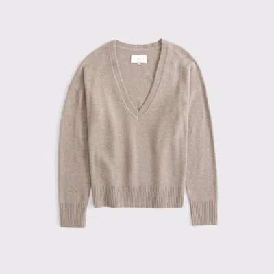 Abercrombie & Fitch Merino Wool-blend Plunge Sweater In Brown