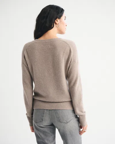 Abercrombie & Fitch Merino Wool-blend Plunge Sweater In Brown