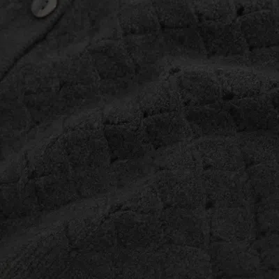 Abercrombie & Fitch Shrunken Pointelle Crew Cardigan In Black