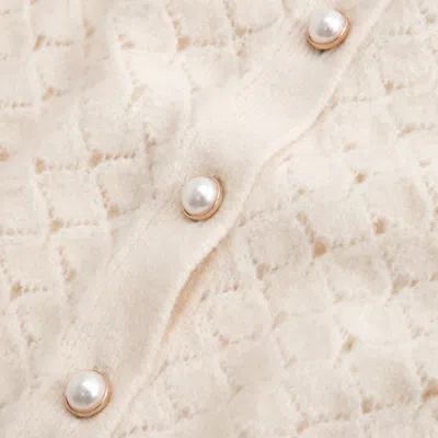 Abercrombie & Fitch Shrunken Pointelle Crew Cardigan In White