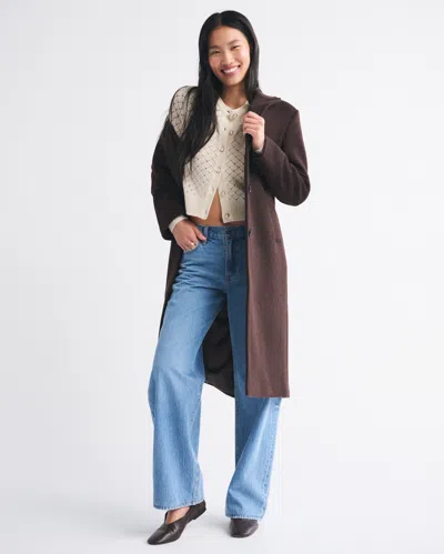 Abercrombie & Fitch Shrunken Pointelle Crew Cardigan In White