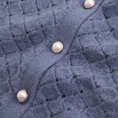 Abercrombie & Fitch Shrunken Pointelle Crew Cardigan In Blue