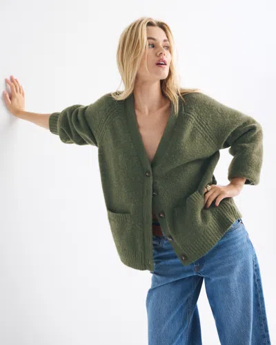 Abercrombie & Fitch Dad V-neck Cardigan In Green