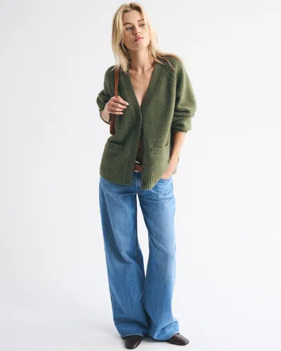 Abercrombie & Fitch Dad V-neck Cardigan In Green