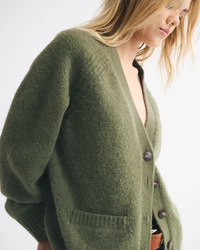 Abercrombie & Fitch Dad V-neck Cardigan In Green
