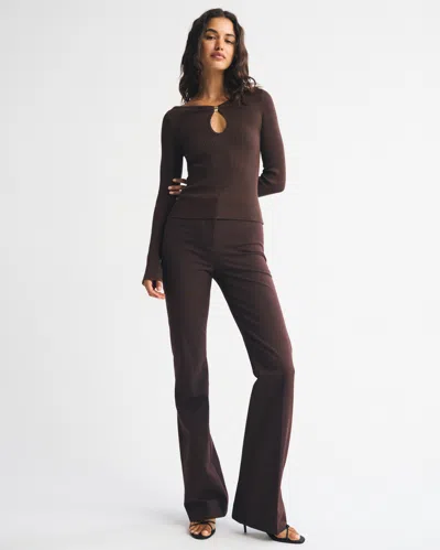 Abercrombie & Fitch Hardware Keyhole Long-sleeve Sweater Top In Neutral