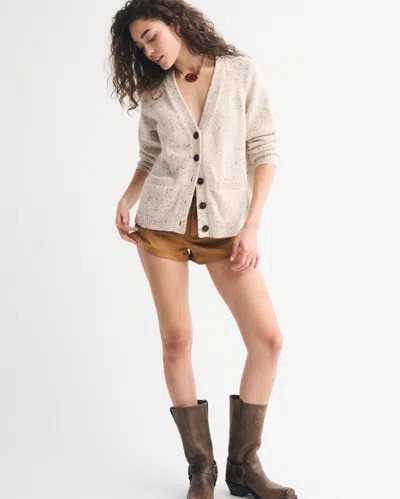 Abercrombie & Fitch Dad V-neck Cardigan In Neutral