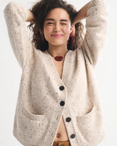 Abercrombie & Fitch Dad V-neck Cardigan In Neutral