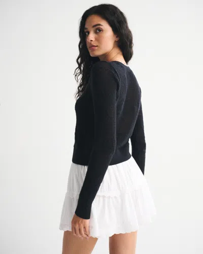 Abercrombie & Fitch Floral Open-stitch Cardigan In Neutral