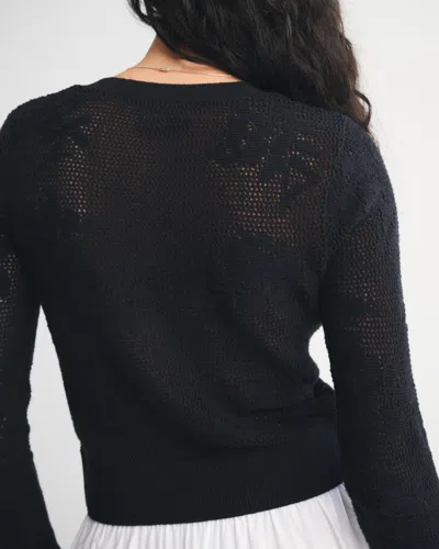 Abercrombie & Fitch Floral Open-stitch Cardigan In Neutral