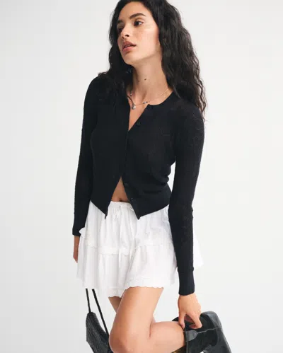 Abercrombie & Fitch Floral Open-stitch Cardigan In Neutral