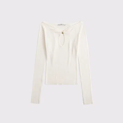 Abercrombie & Fitch Hardware Keyhole Long-sleeve Sweater Top In Blue