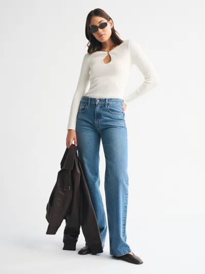 Abercrombie & Fitch Hardware Keyhole Long-sleeve Sweater Top In Blue